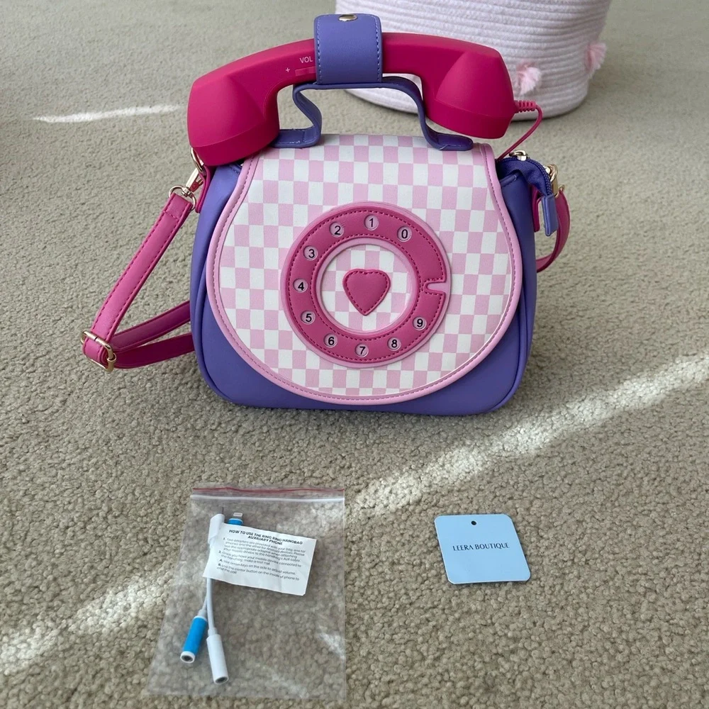 Chic Retro Phone Handbag in Pink and Purple - Picture 7 of 7